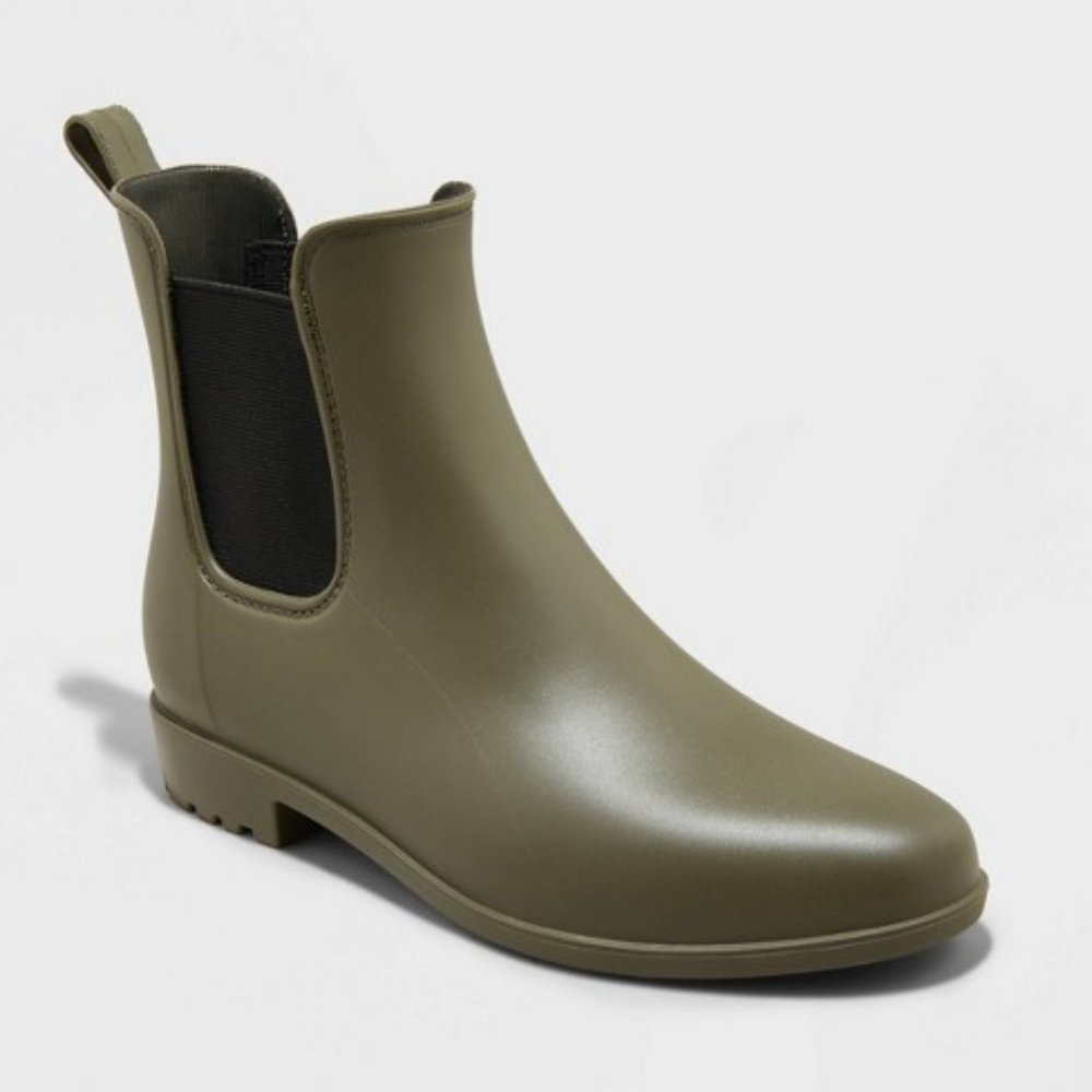 A New Day Chelsea Ankle Rain Boots, Green Size 6